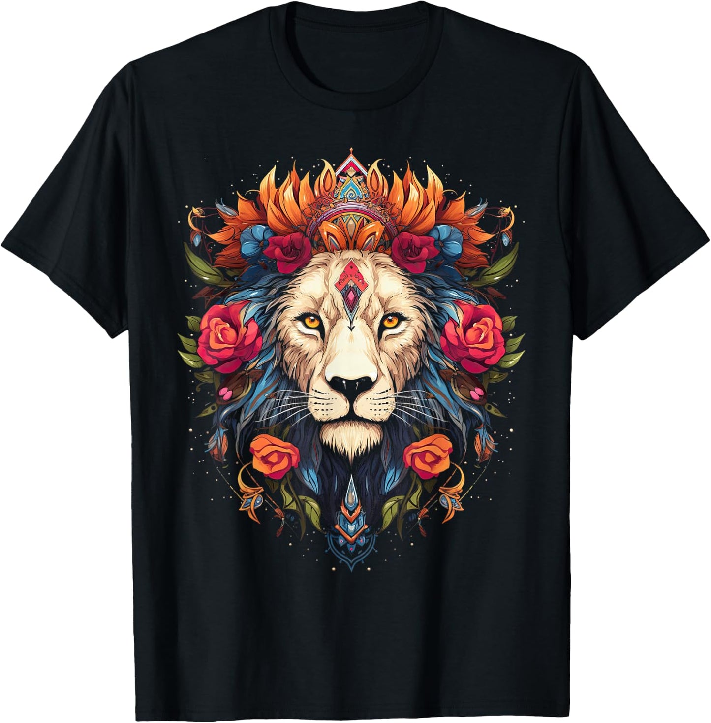 Lion Colourful Lions from Africa Day of the Dead T-Shirt - T-Shirt | Black