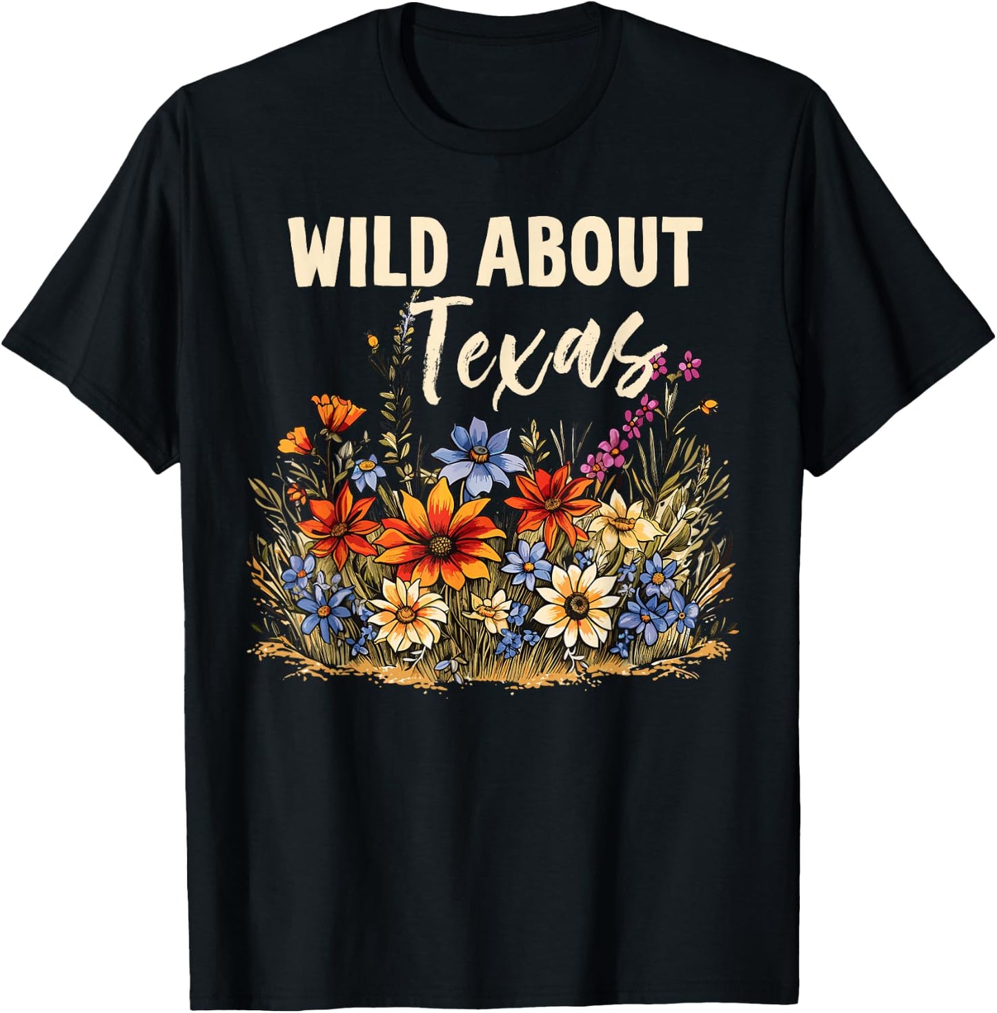 Wildflower Fields Wildflowers Bluebonnet Texas Spring T-Shirt - T-Shirt | Black