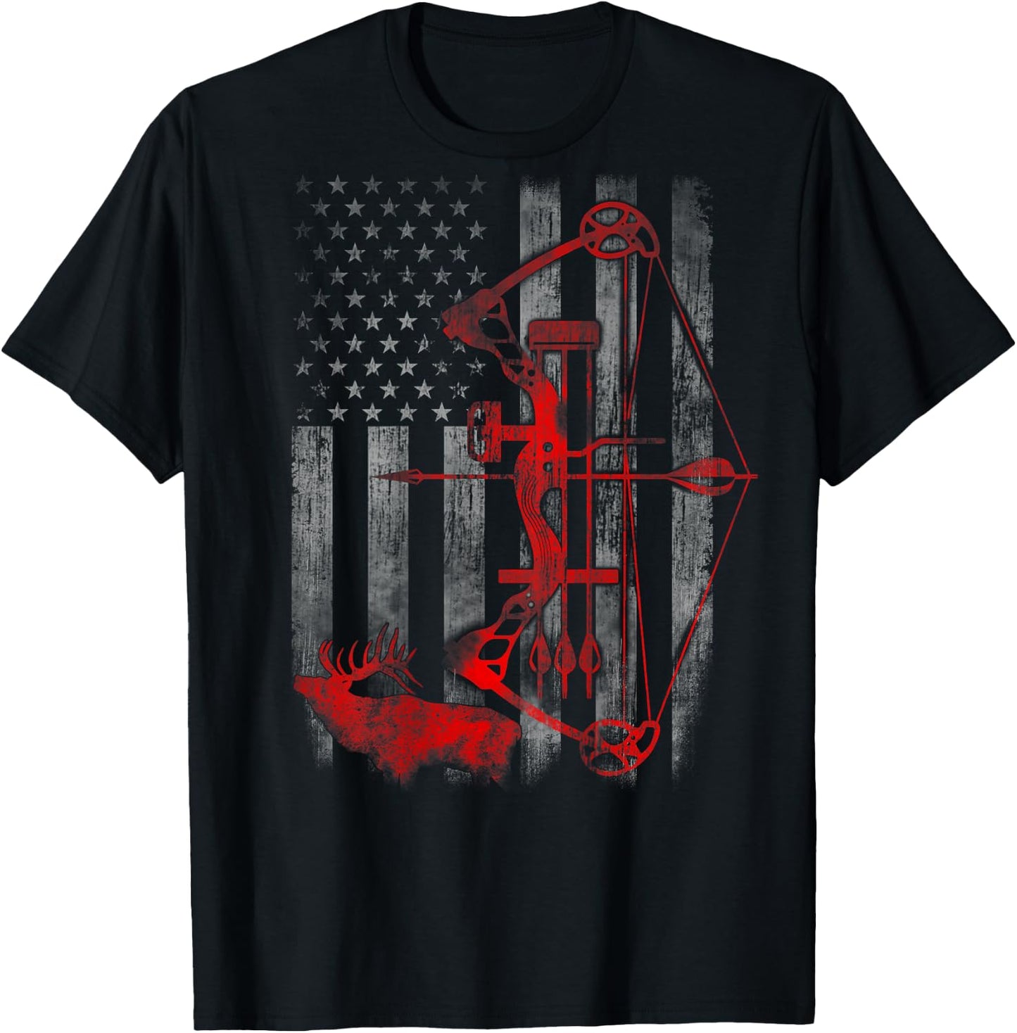 Bow Deer hunting flag Archery T-Shirt - T-Shirt | Black