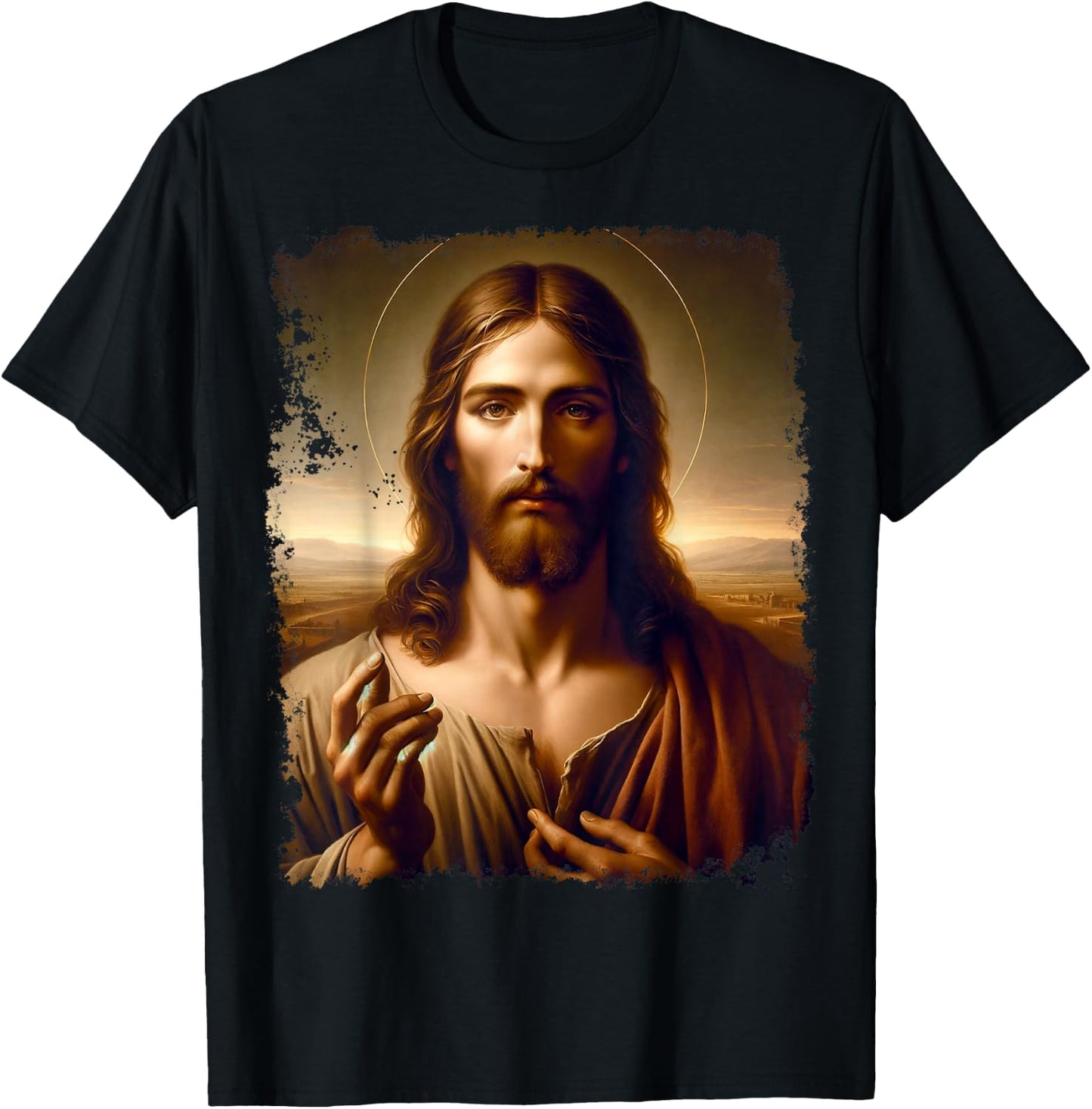 Renaissance Jesus Christ Spiritual Leader Portrait Art T-Shirt - T-Shirt | Black
