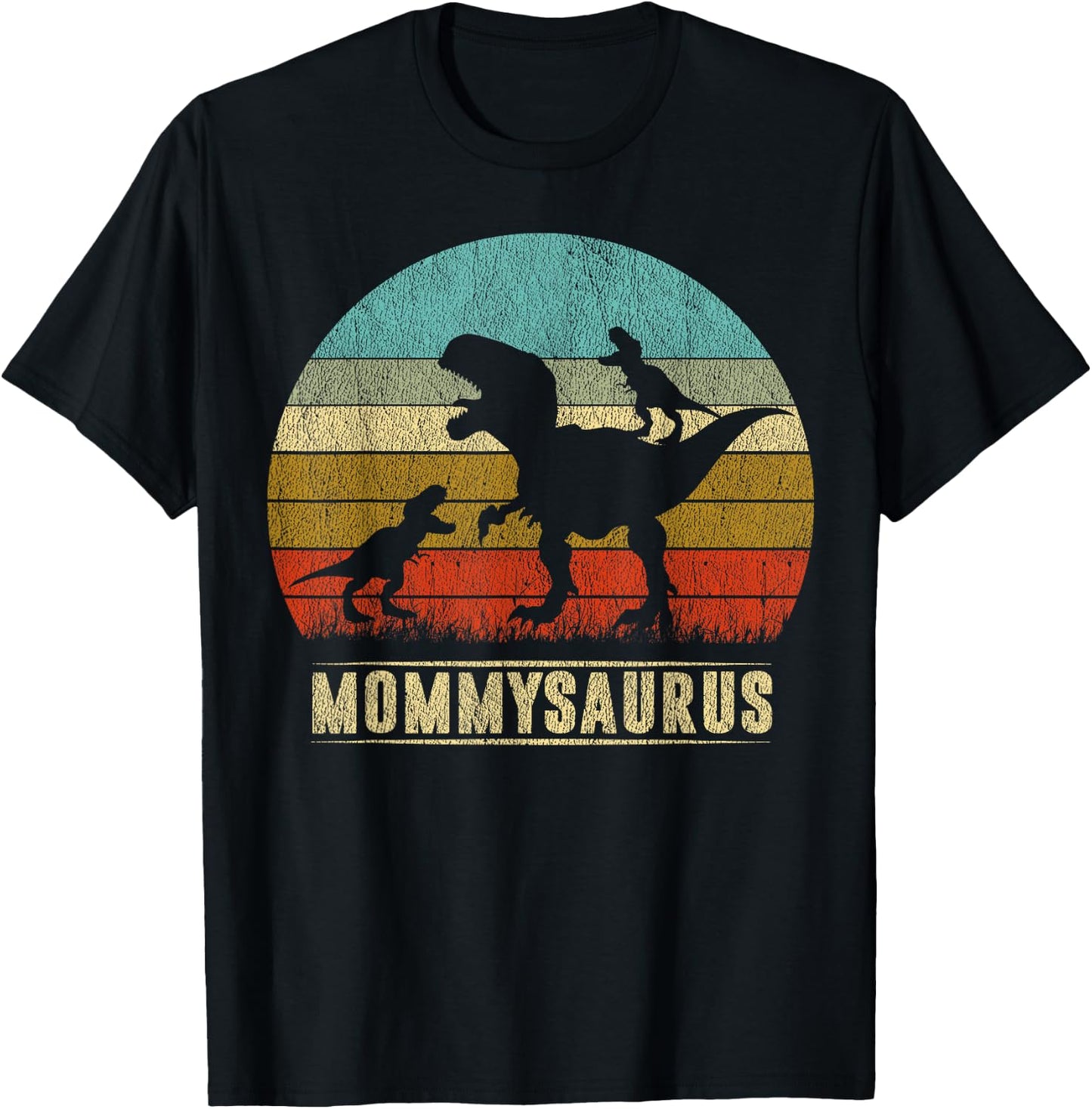 Mommy Dinosaur Mommysaurus 2 Two kids Matching Family T-Shirt - T-Shirt | Black