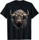 Buffalo Nature Drawing Bison Animal Print Portrait Artwork T-Shirt - T-Shirt | Black