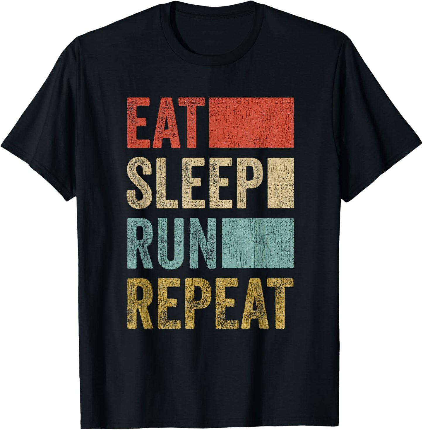 Retro Runner Outfit Eat Sleep Run Repeat Funny Running T-Shirt - T-Shirt | Black
