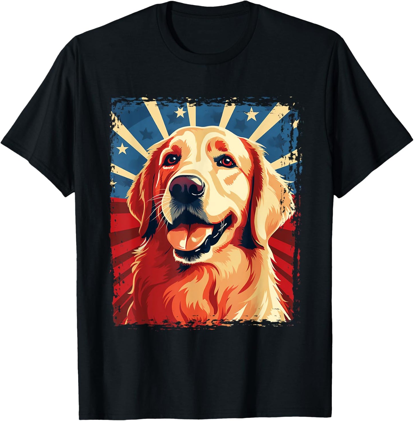 Golden Retriever for Kid Boys Girls Funny USA Dog T-Shirt - T-Shirt | Black