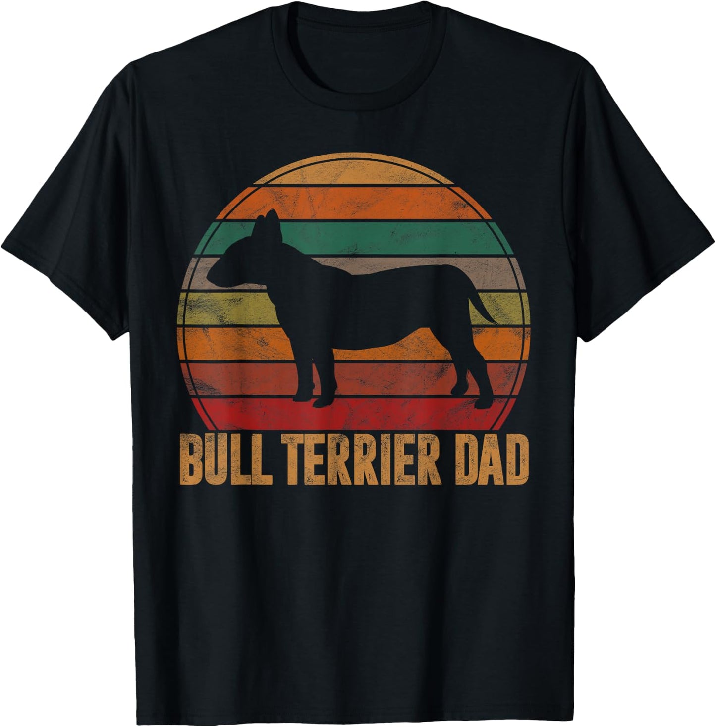 Retro Bull Terrier Dad Bully Daddy Dog Owner Pet Father T-Shirt - T-Shirt | Black