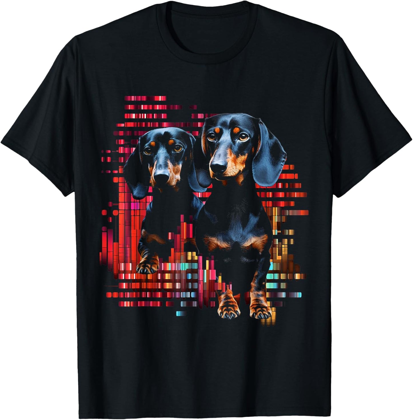 Dachshund Love Animal Pet Pixel Art Graphic Dog Dachshund Men Women Kids T-Shirt - T-Shirt | Black