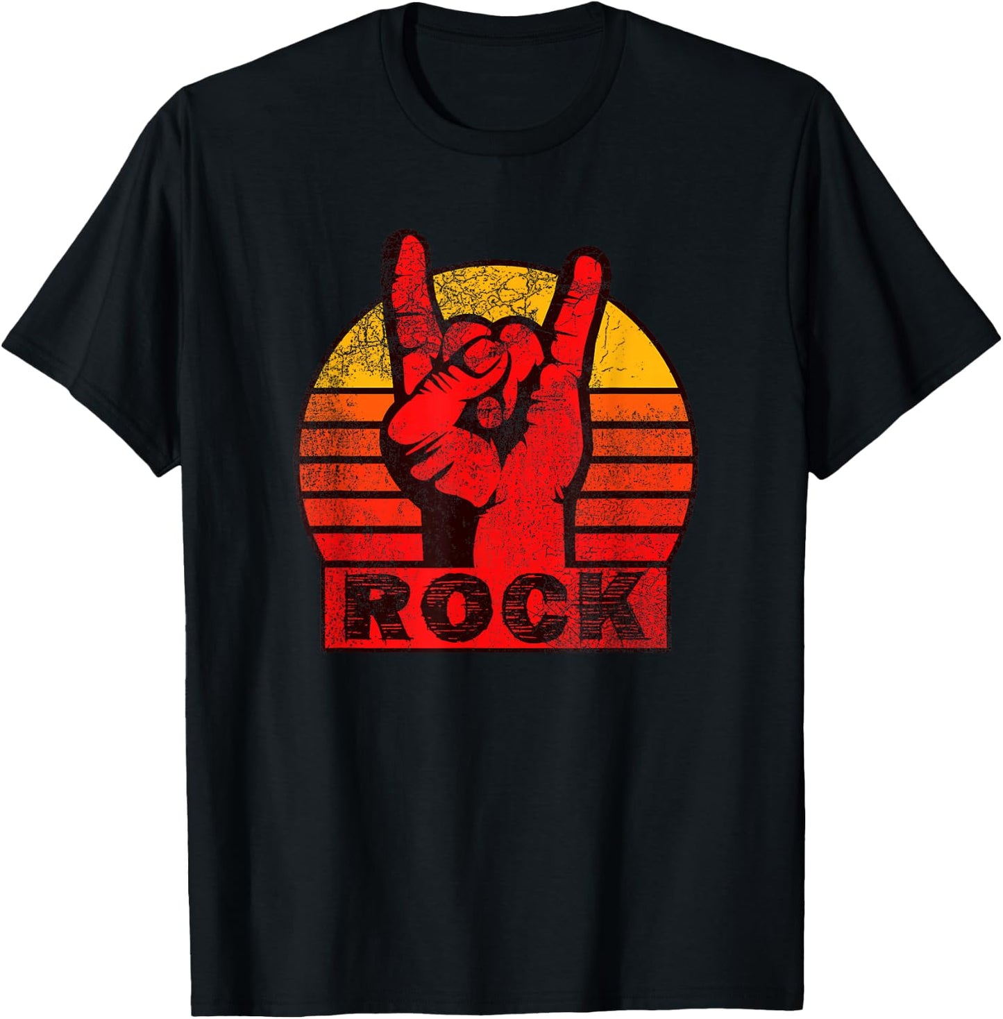Shirt with red, rocker hand, lettering Rock T-Shirt - T-Shirt | Black