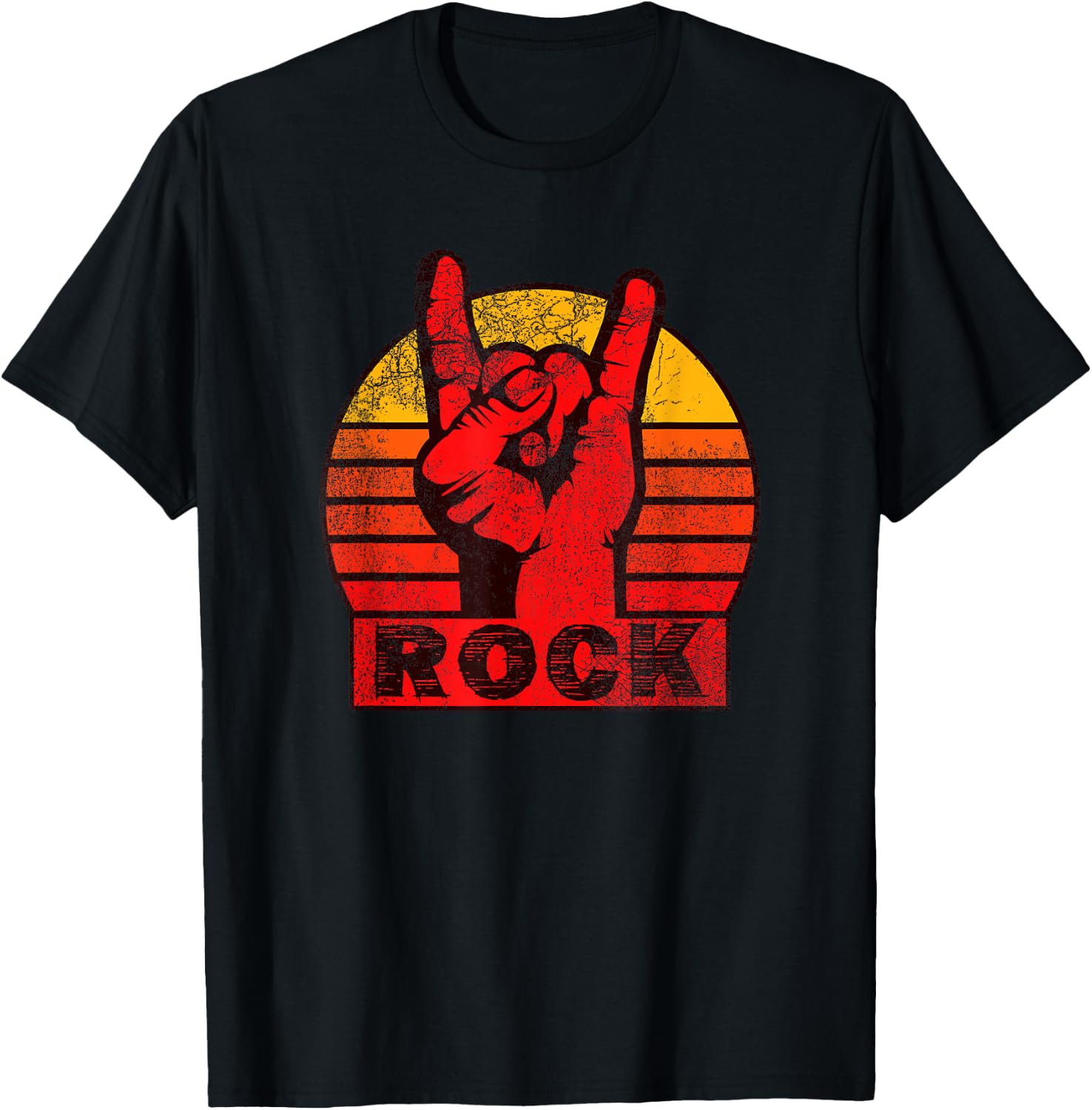 Shirt with red, rocker hand, lettering Rock T-Shirt - T-Shirt | Black