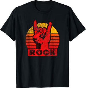 Shirt with red, rocker hand, lettering Rock T-Shirt - T-Shirt | Black