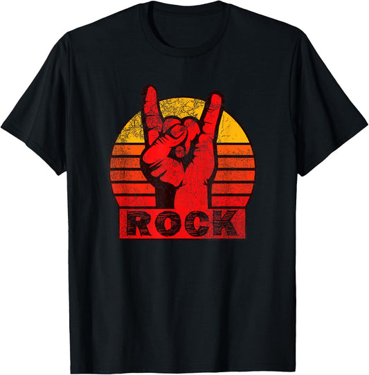 Shirt with red, rocker hand, lettering Rock T-Shirt - T-Shirt | Black