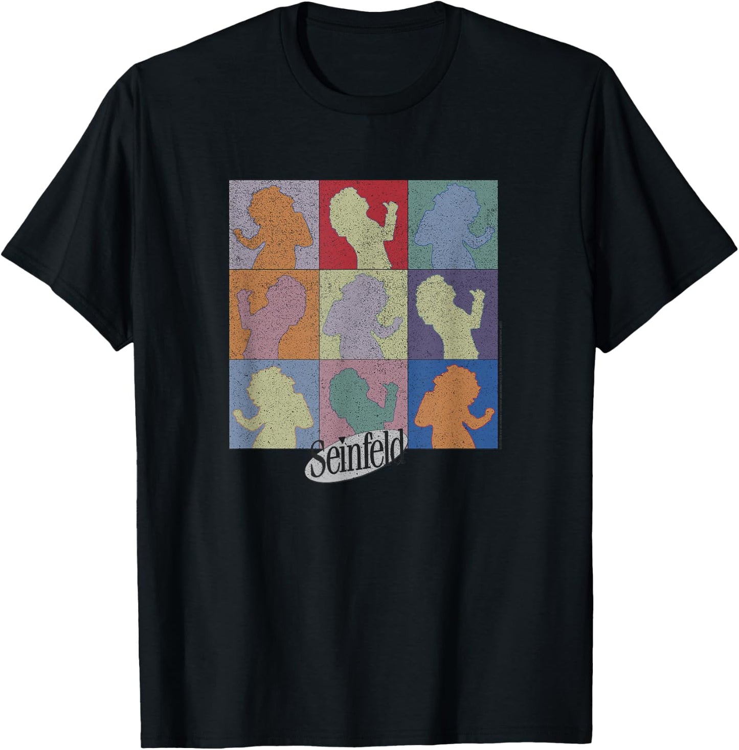 Seinfeld Elaine Dancing Colored Silhouette Box Up T-Shirt - T-Shirt | Black