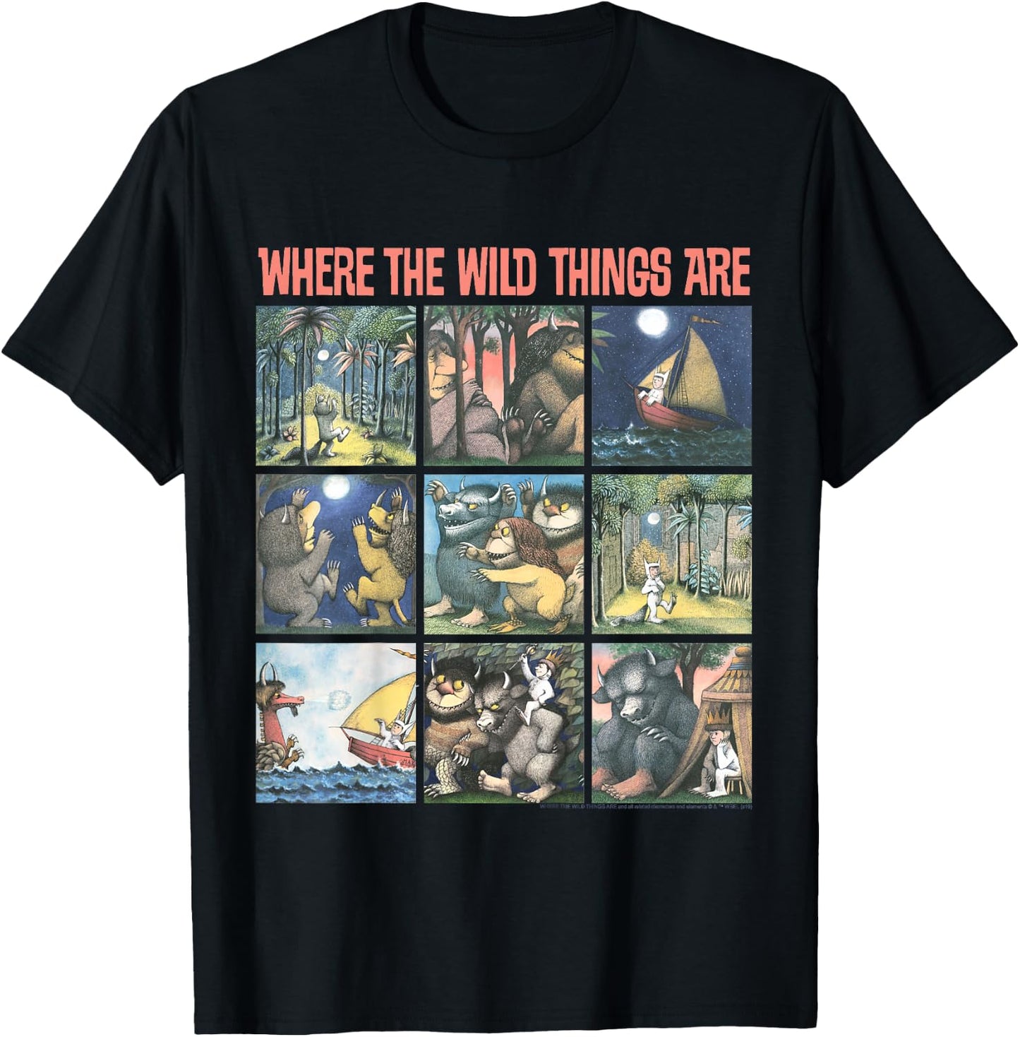 Kids Where The Wild Things are Story Panels T-Shirt - T-Shirt | Black