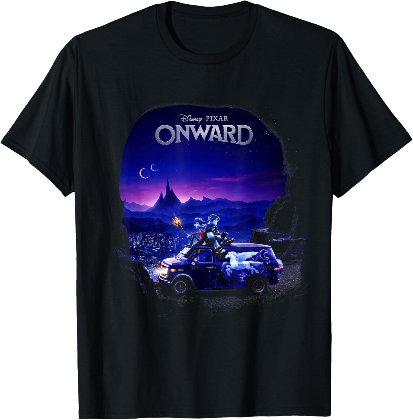 Disney Pixar Onward Poster Fade T-Shirt - T-Shirt | Black