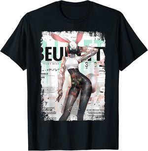 Magazine Cover Vintage Girl Bunny Collage Sexy Model Pin-Up T-Shirt - T-Shirt | Black