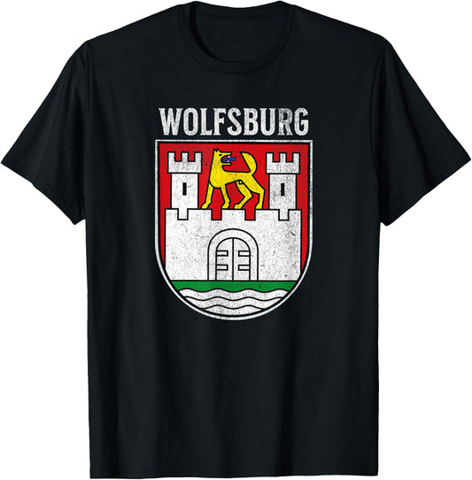 Wolfsburg Coat of Arms Germany Deutschland Crest Emblem T-Shirt - T-Shirt | Black