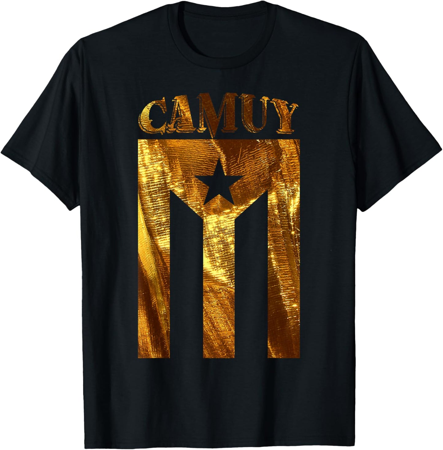 Puerto Rican Camuy Gold Boricua, Puerto Rico Flag Shirt T-Shirt - T-Shirt | Black