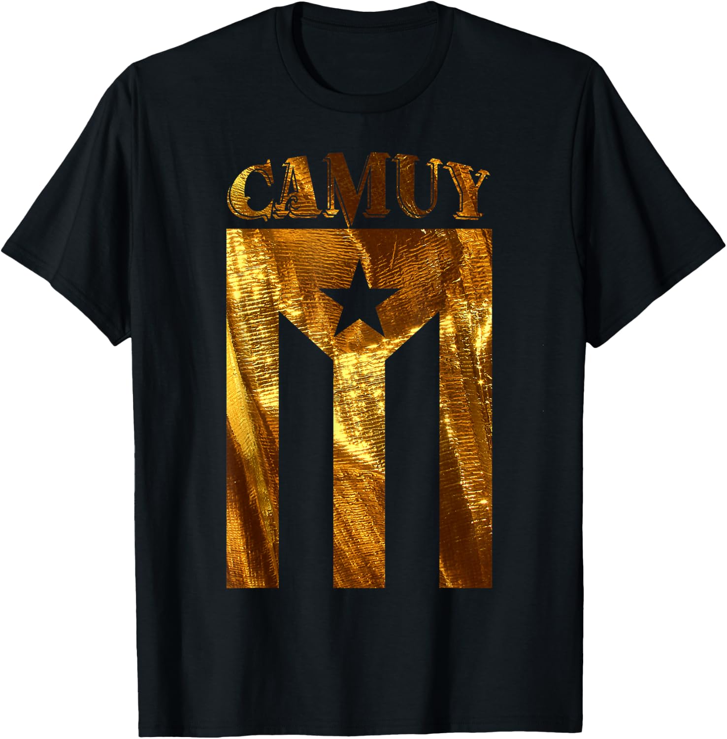 Puerto Rican Camuy Gold Boricua, Puerto Rico Flag Shirt T-Shirt - T-Shirt | Black