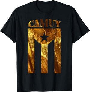 Puerto Rican Camuy Gold Boricua, Puerto Rico Flag Shirt T-Shirt - T-Shirt | Black