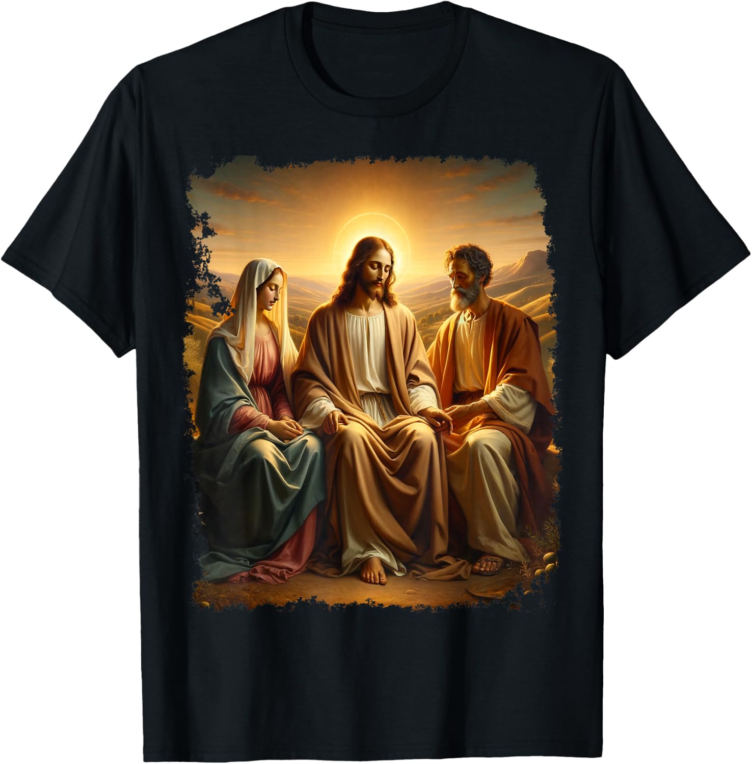 Jesus Christ Mary Joseph Christian T-Shirt - T-Shirt | Black