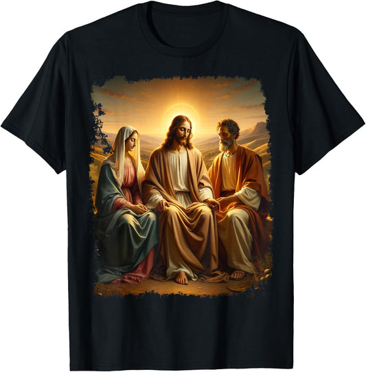 Jesus Christ Mary Joseph Christian T-Shirt - T-Shirt | Black