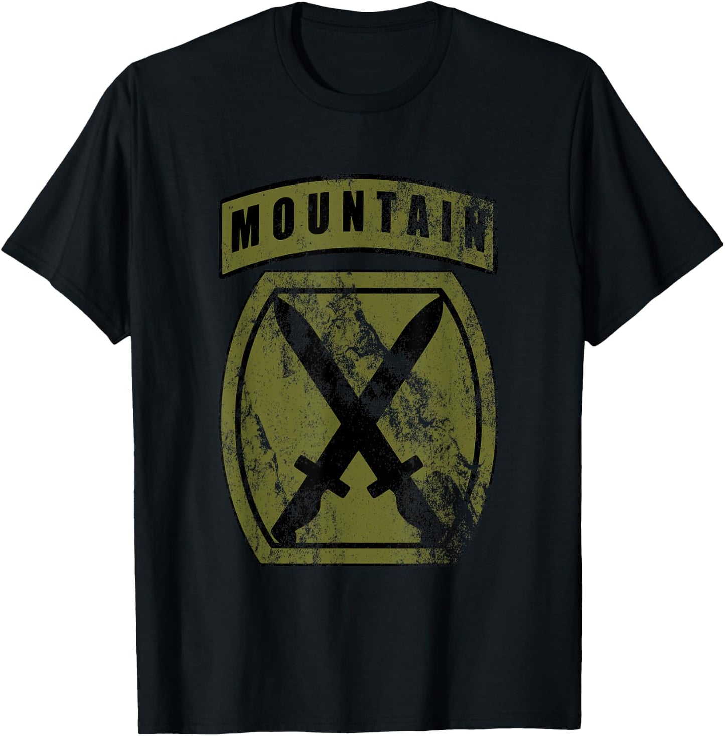 10th Mountain Division Patch 10th MTN OD Green Camo vintage T-Shirt - T-Shirt | Black