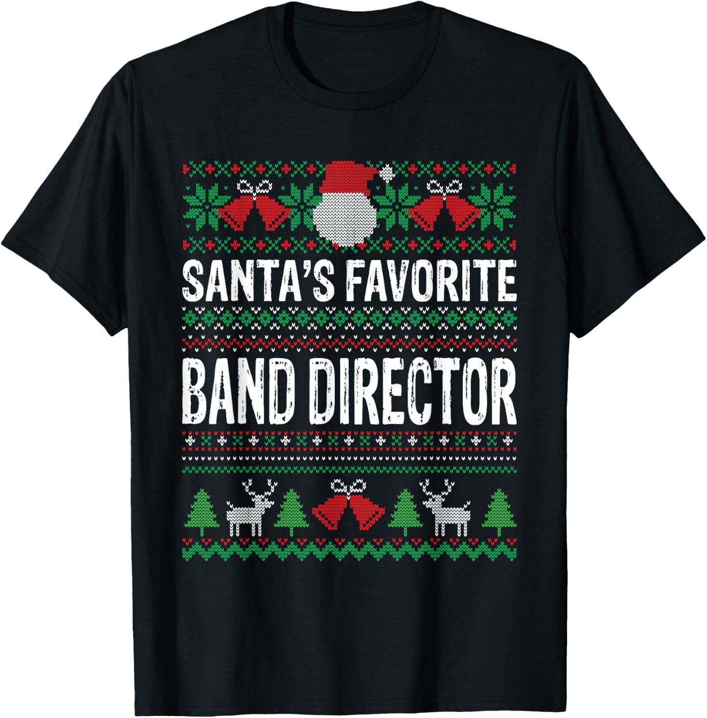 Santa's favorite band director Xmas T-Shirt - T-Shirt | Black