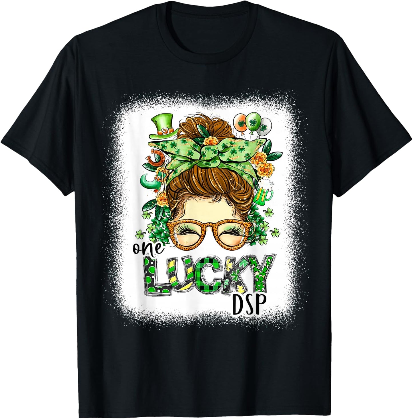 One Lucky DSP Bleached St Patricks Day Women T-Shirt - T-Shirt | Black