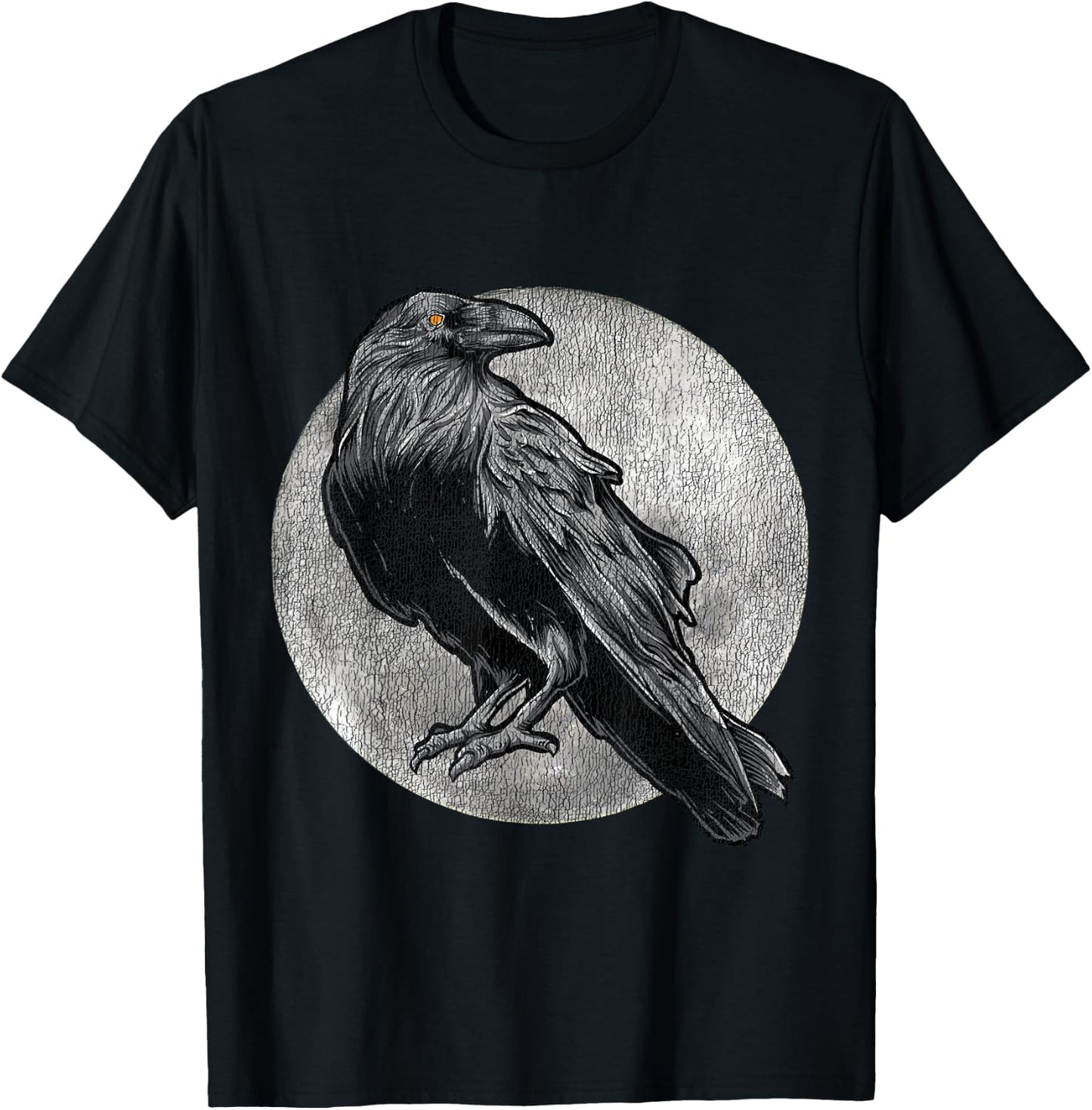 Full Moon Raven Bird Gift Scary Crow T-Shirt - T-Shirt | Black