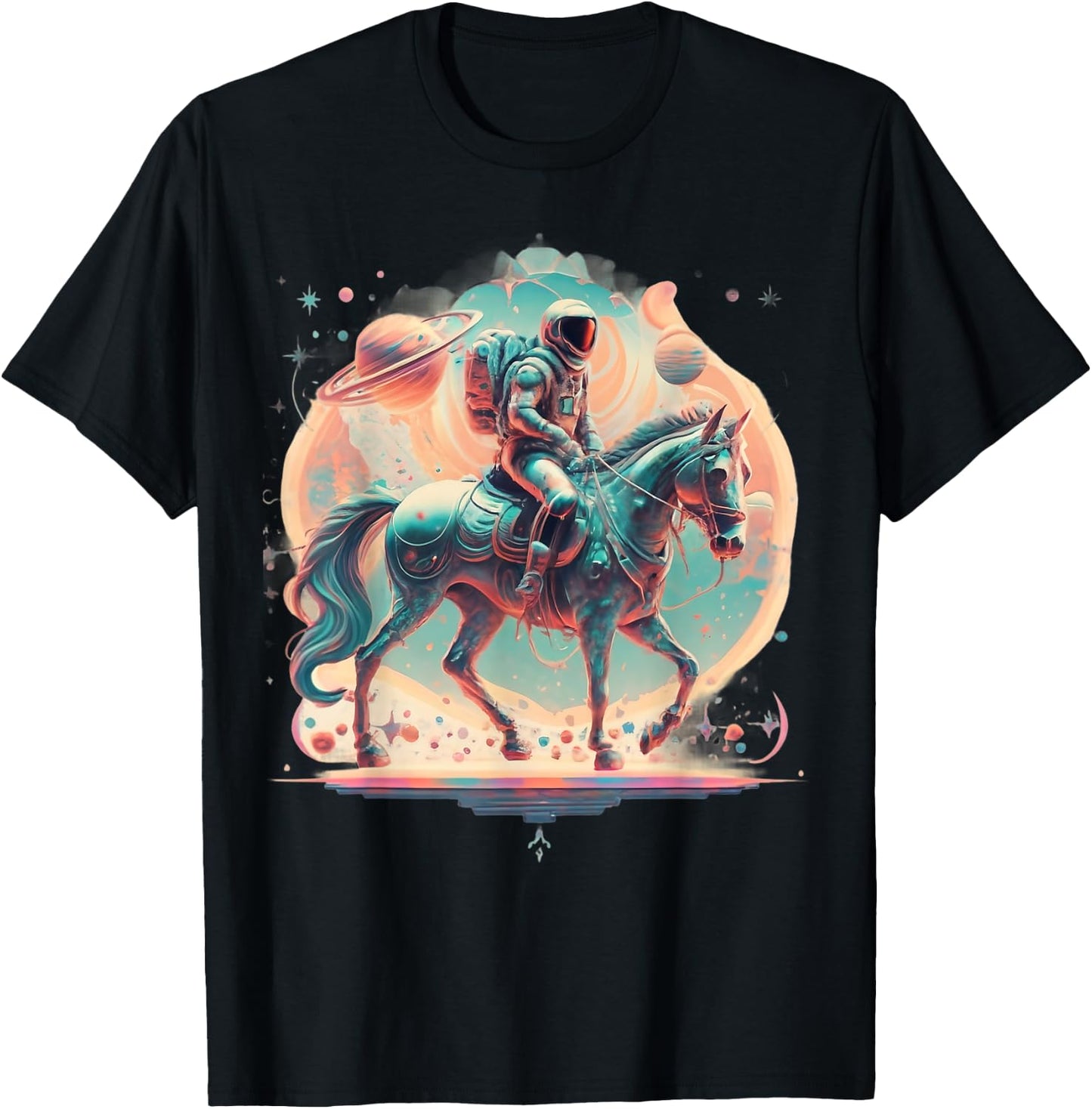 Astronaut Cowboy Riding a Horse in Space T-Shirt - T-Shirt | Black