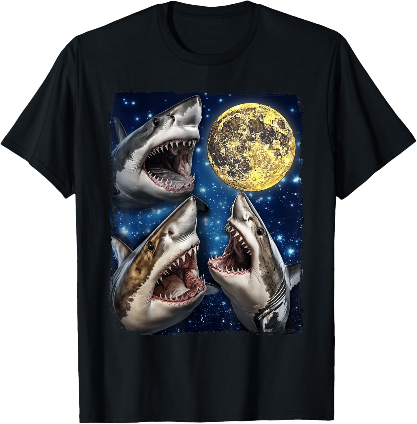 Sharks Howling At The Moon T-Shirt - T-Shirt | Black