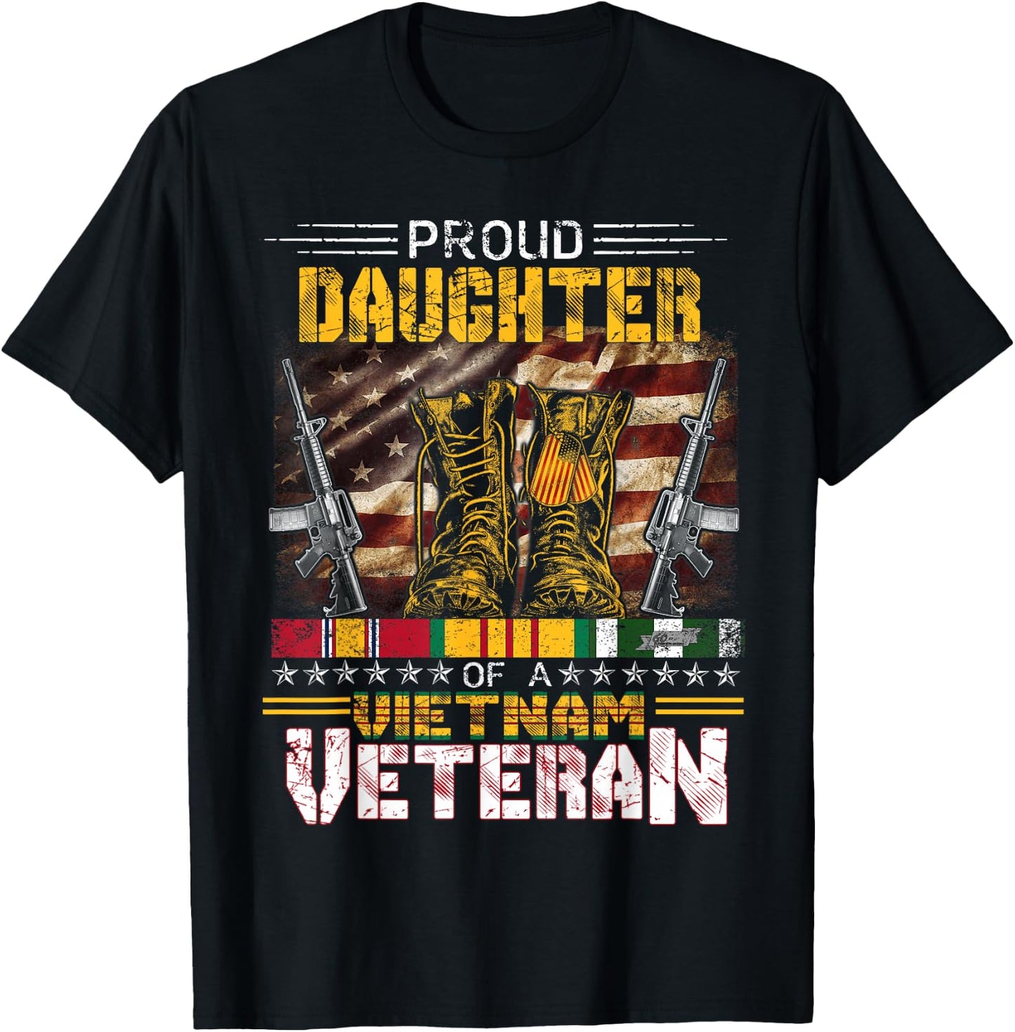 Proud Daughter Of A Vietnam Veteran Shirt | Vietnam War Vet T-Shirt - T-Shirt | Black