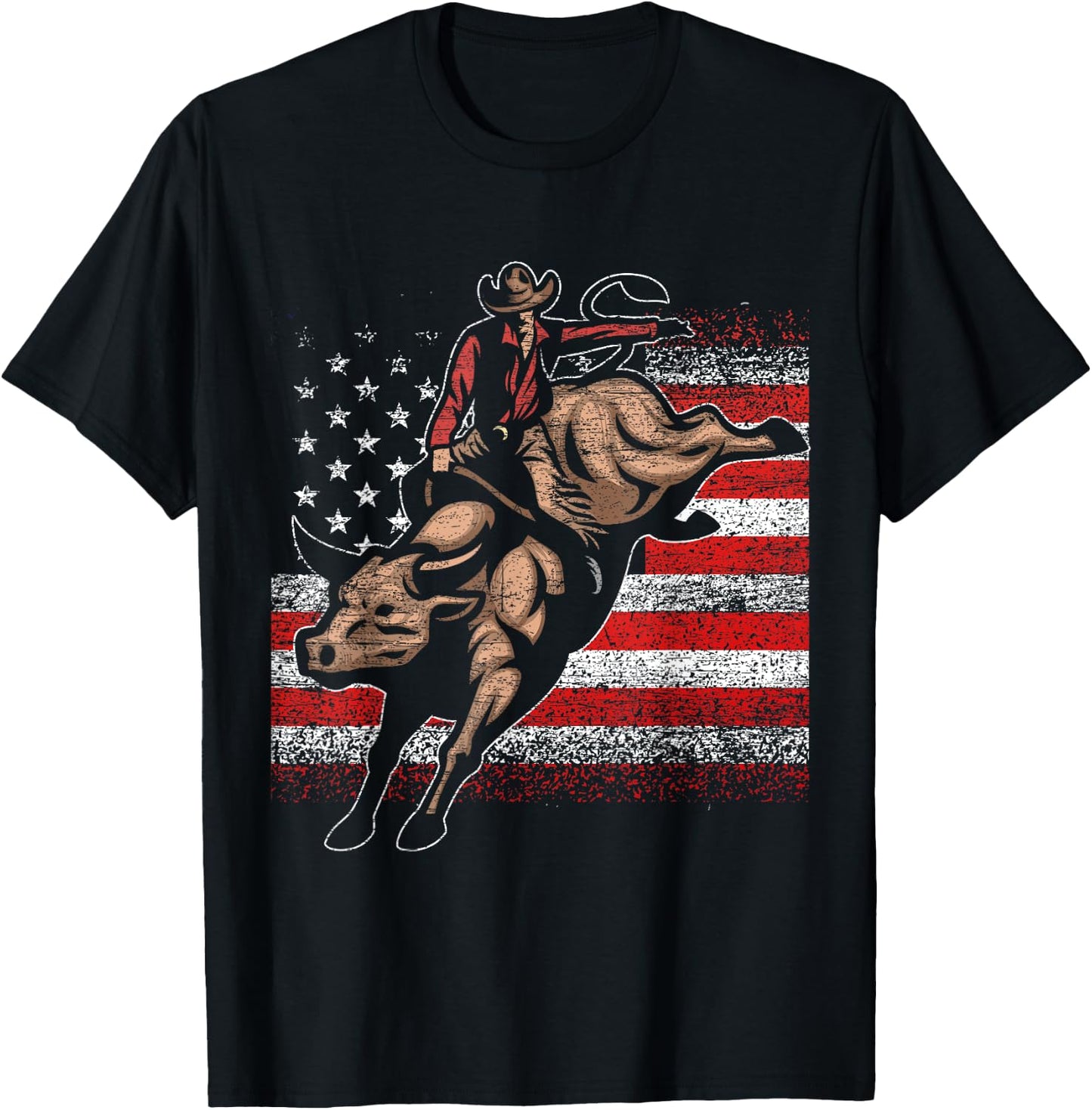 USA Bull Rider Cowboy T-Shirt - T-Shirt | Black