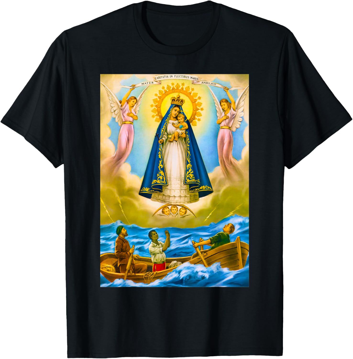 AfroCuban Religious Virgin Caridad del Cobre Cuba Santeria Oshun -Adults Black T-Shirt - T-Shirt | Black