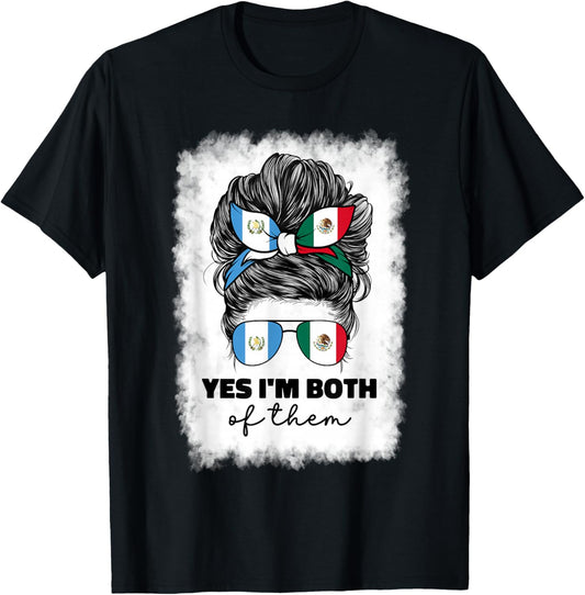 Half Mexican And Guatemalan Mexico Guatemala Flag Girl Women T-Shirt - T-Shirt | Black