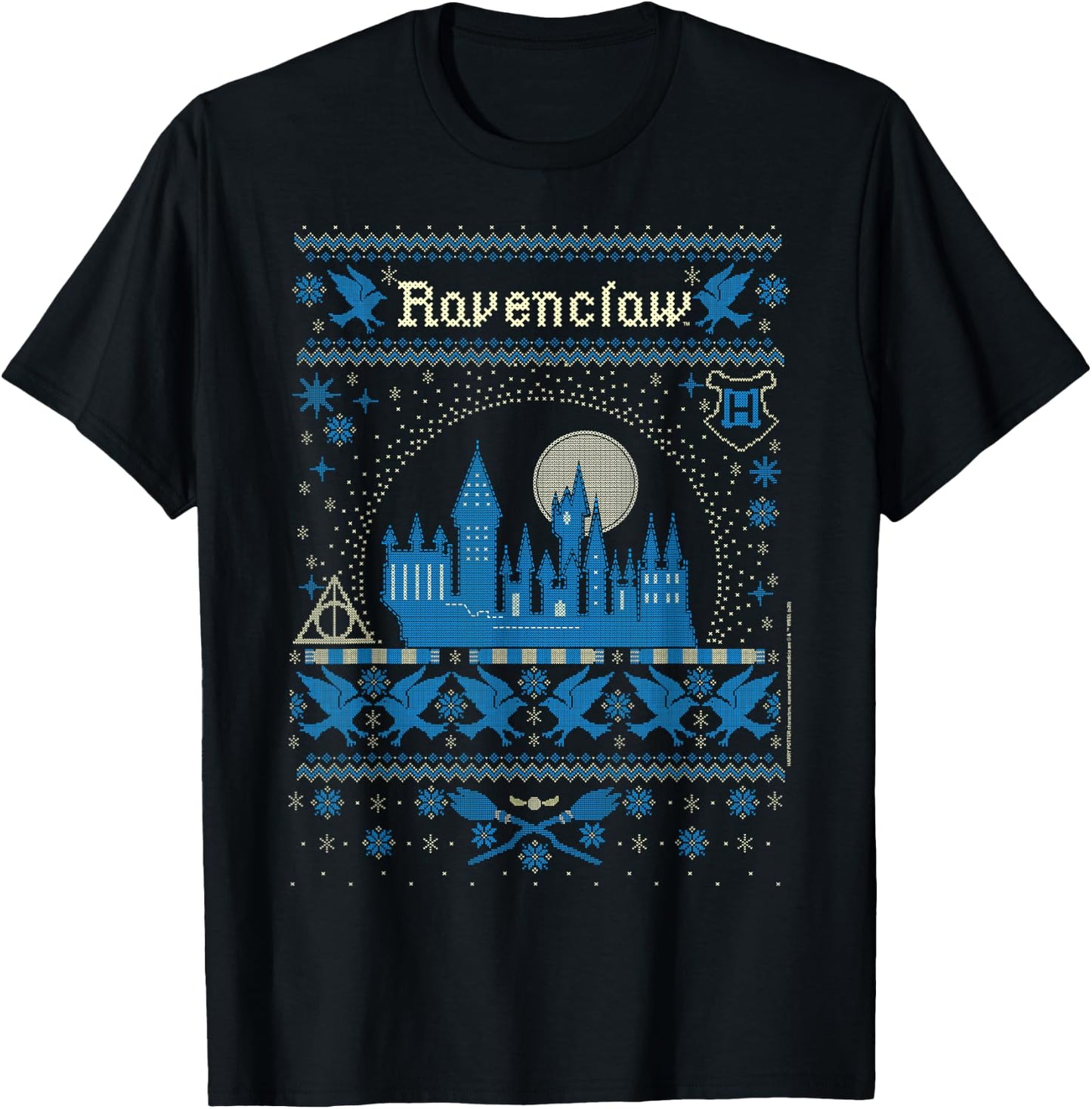Harry Potter Christmas Ravenclaw Ugly Sweater T-Shirt - T-Shirt | Black
