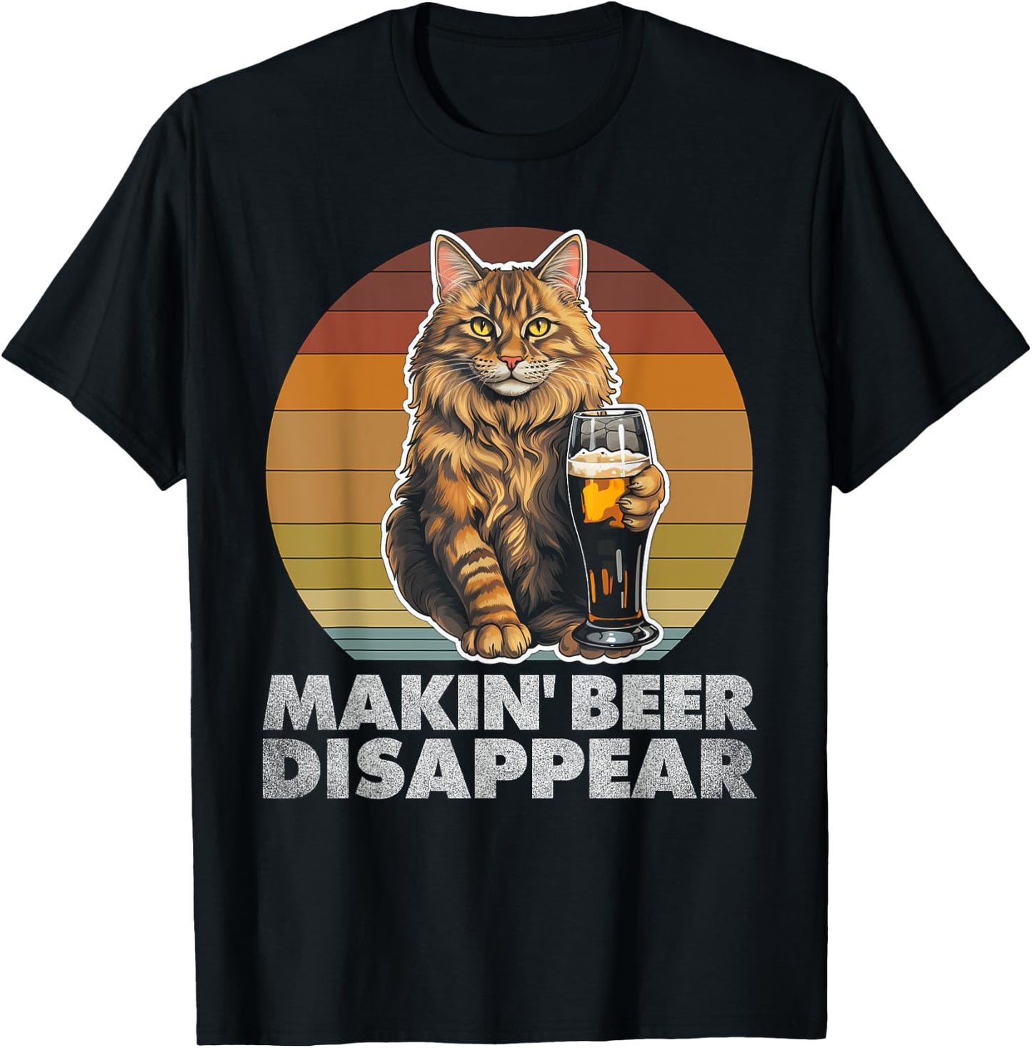 Cat Vintage Funny IPA Beer Drinking Retro Men Dad Mom Women T-Shirt - T-Shirt | Black
