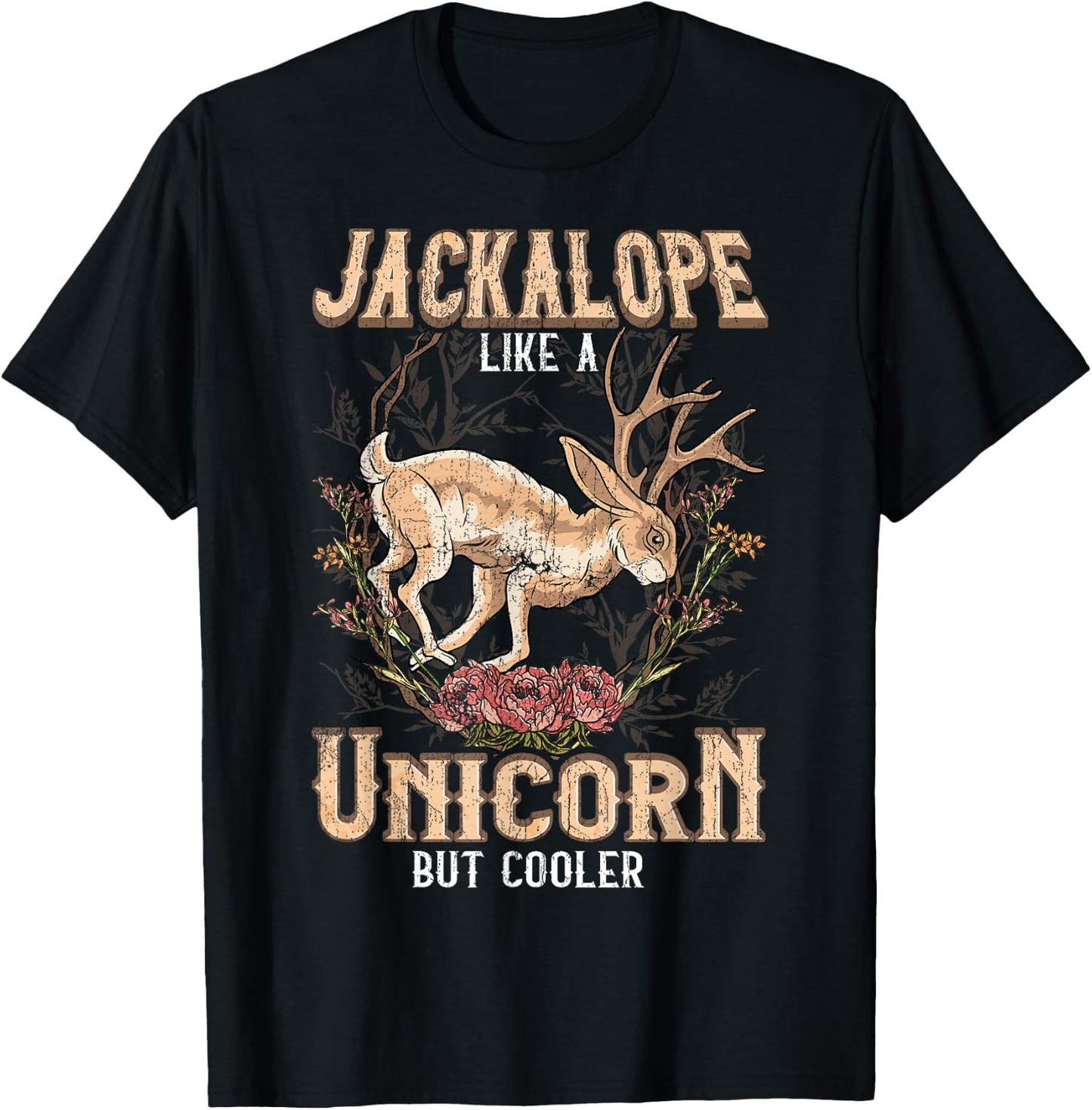 Cryptozoology Vintage Retro Spirit Jackalope Xmas Gift T-Shirt - T-Shirt | Black