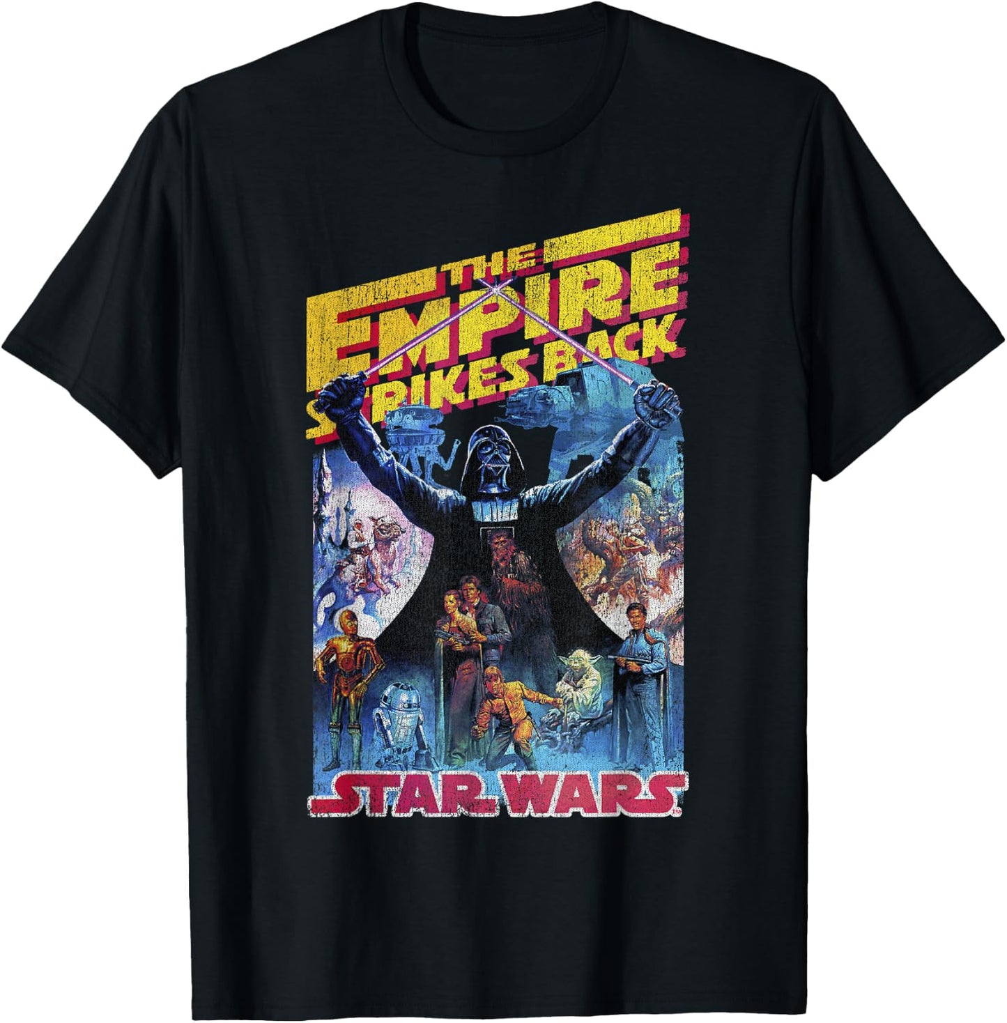 Star Wars Empire Strikes Back Retro Poster T-Shirt - T-Shirt | Black