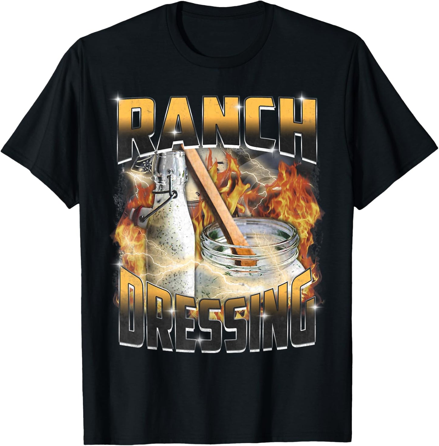 Funny Ranch Dressing Lover Bootleg Rap Aesthetic Vintage 90s T-Shirt - T-Shirt | Black