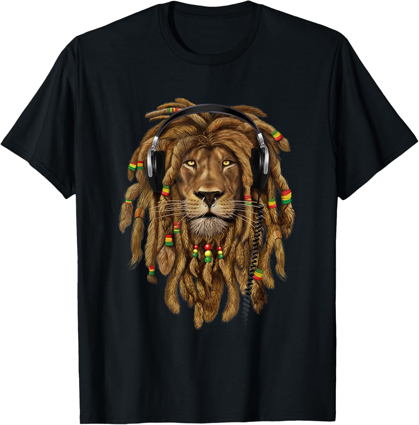 Lion Of Judah, Judah Lion, Lion Dreadlocks, Rasta Lion Shirt T-Shirt - T-Shirt | Black