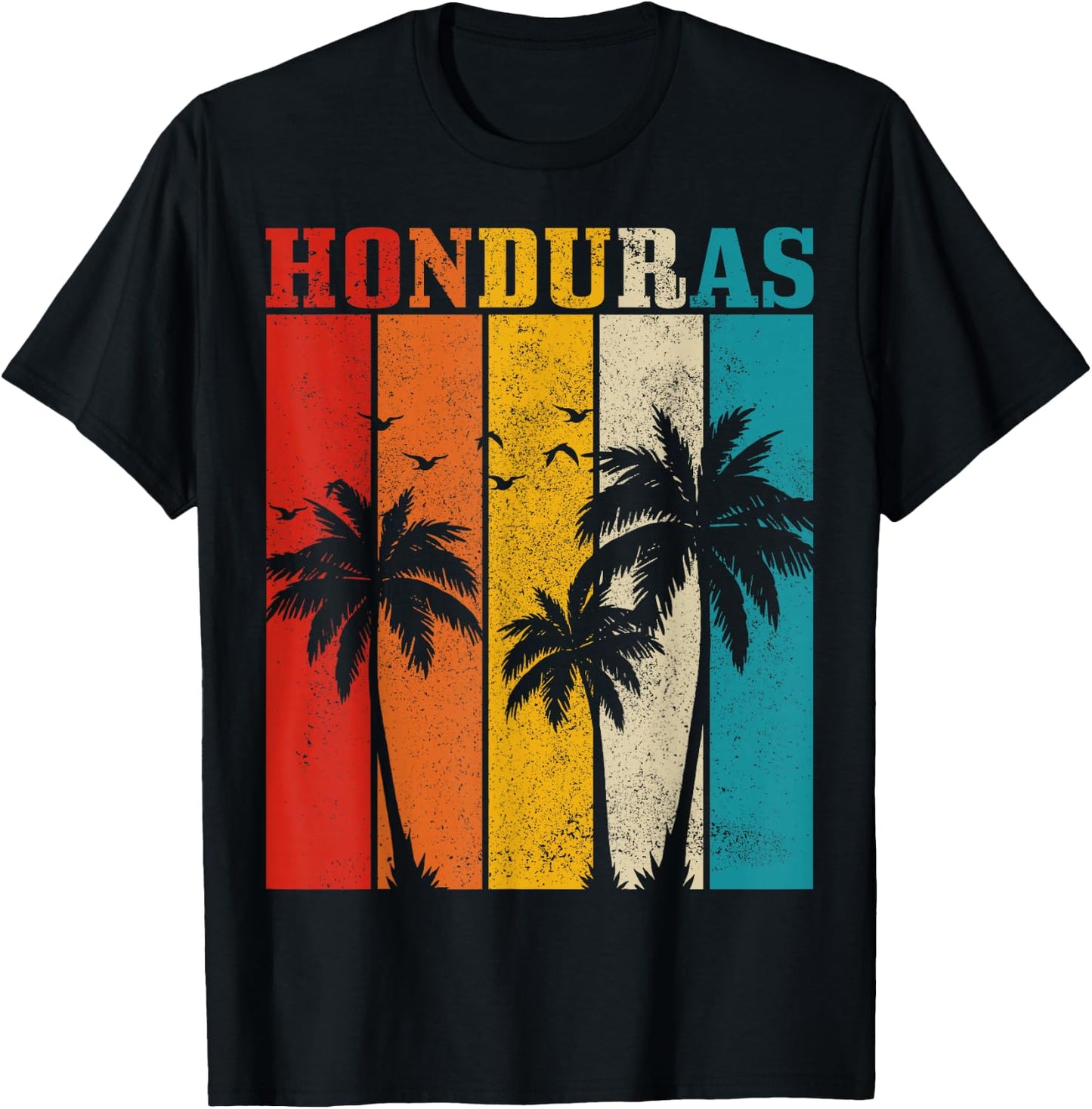 Honduras Vintage Palm Trees Surfer Souvenir T-Shirt - T-Shirt | Black
