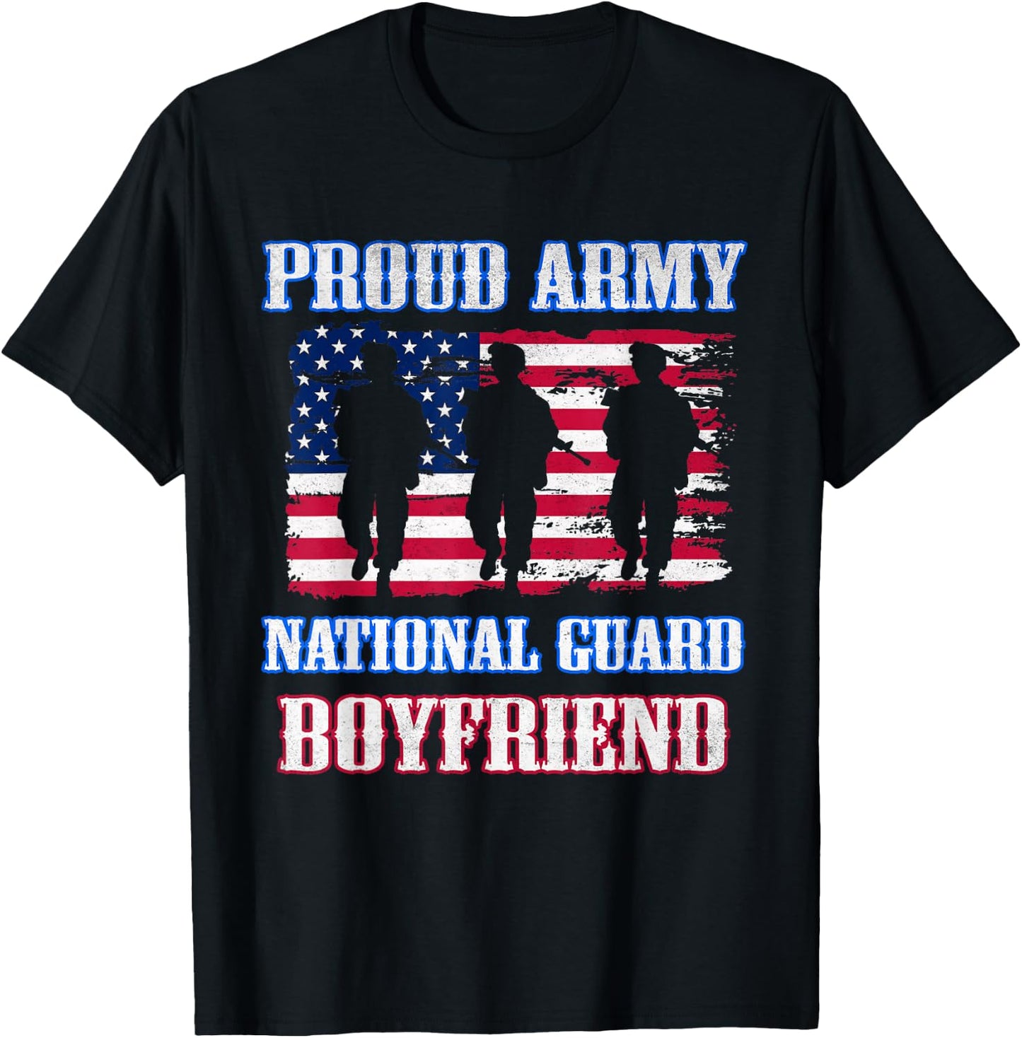 Proud Army National Guard Boyfriend Vintage Military Army T-Shirt - T-Shirt | Black
