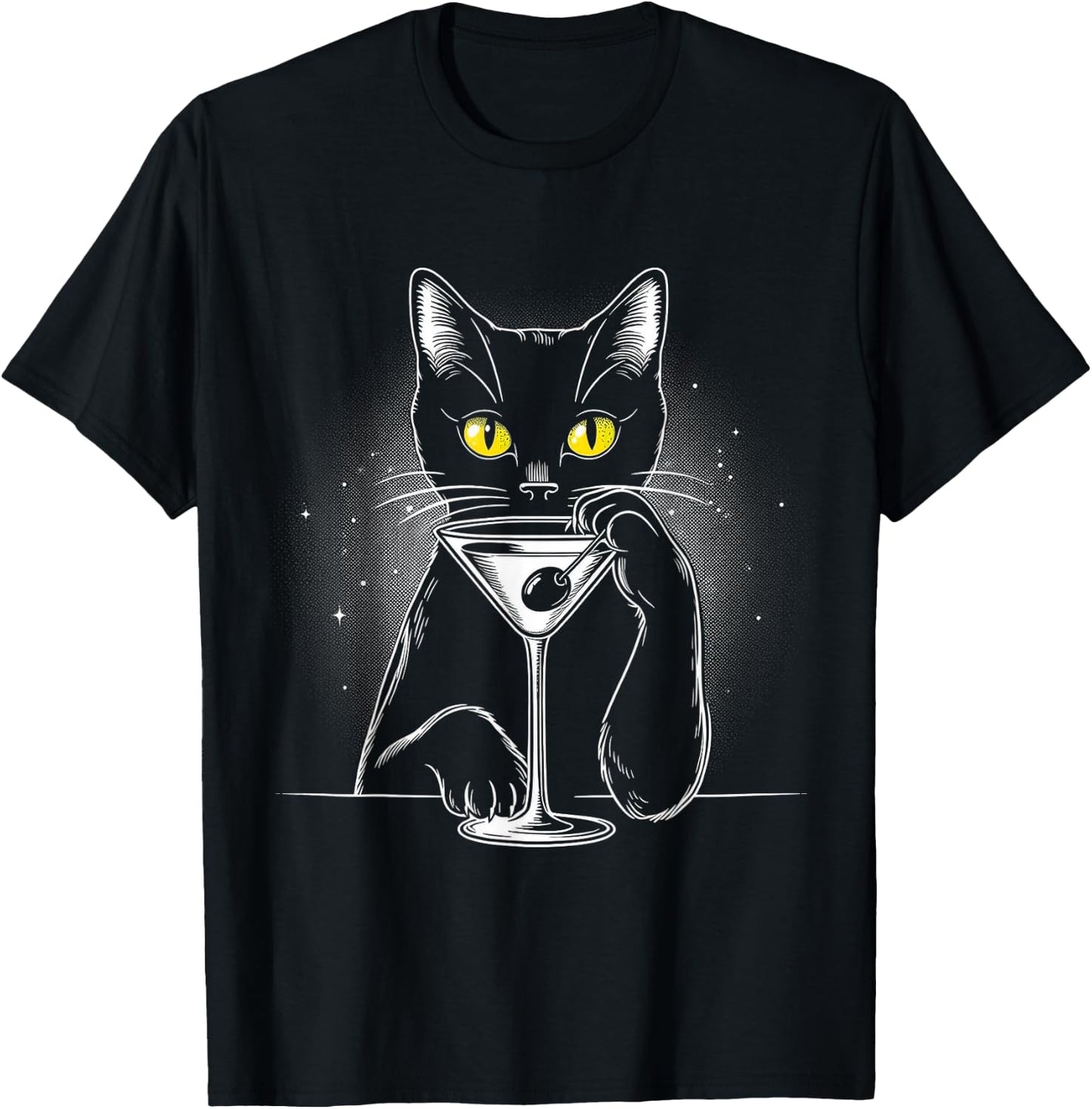 Black Cat Martini - Perfect for Cats and Drink Lovers T-Shirt - T-Shirt | Black
