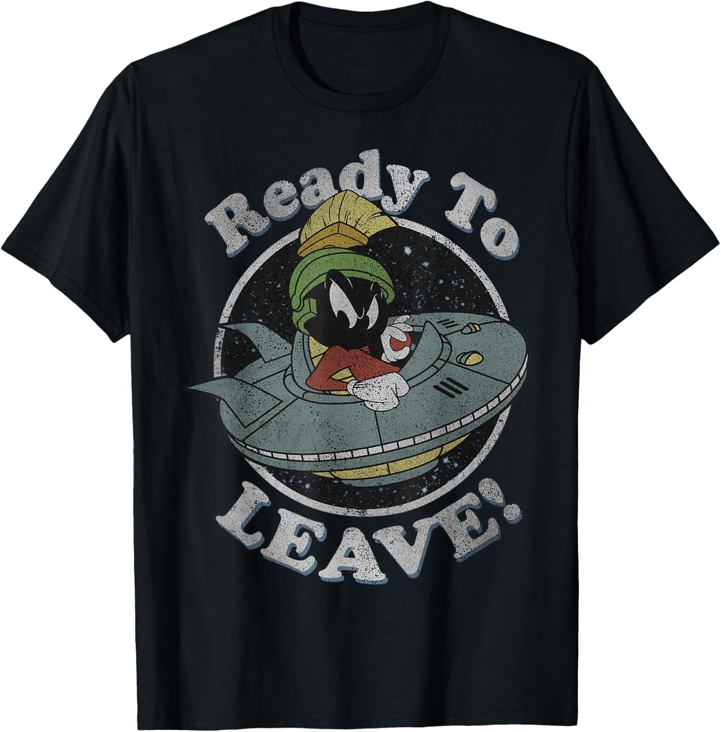 Looney Tunes Marvin The Martian Ready To Leave T-Shirt - T-Shirt | Black