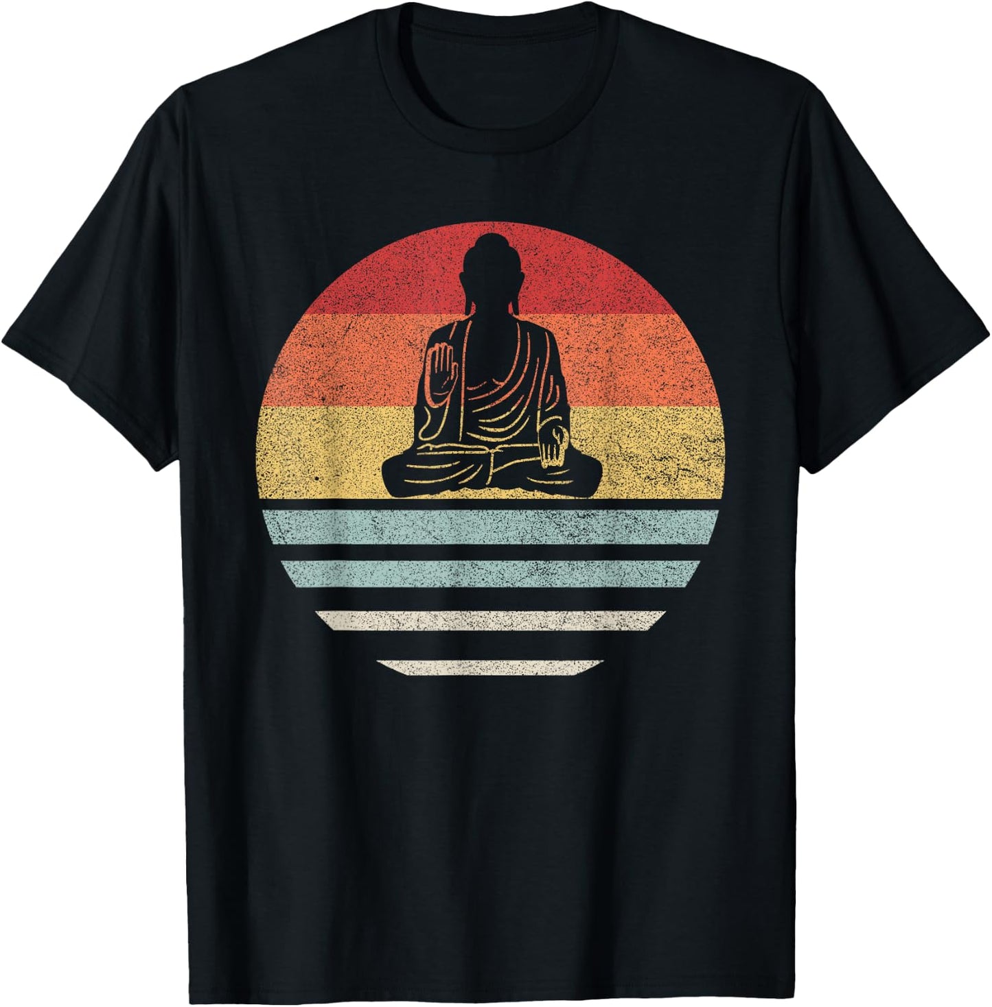 Vintage Retro Buddha Ying and Yang Zen Yoga T-Shirt - T-Shirt | Black