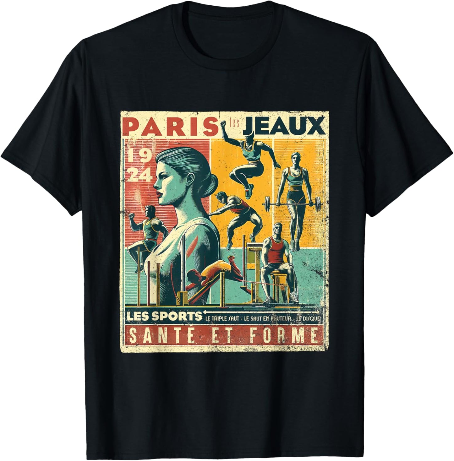 Paris Vintage The Games 1924 Health And Fitness T-Shirt - T-Shirt | Black