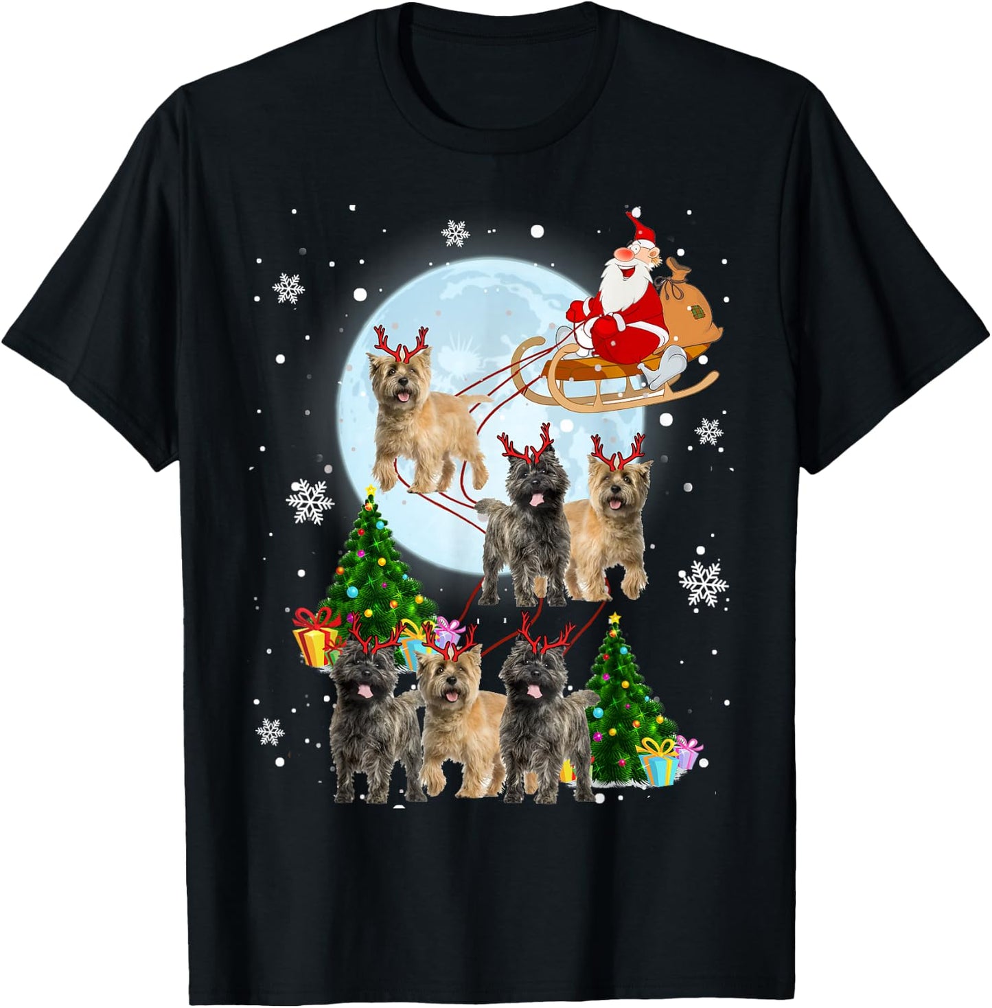Cairn Terrier Reindeer Christmas Cairn Terrier Lover Gifts T-Shirt - T-Shirt | Black