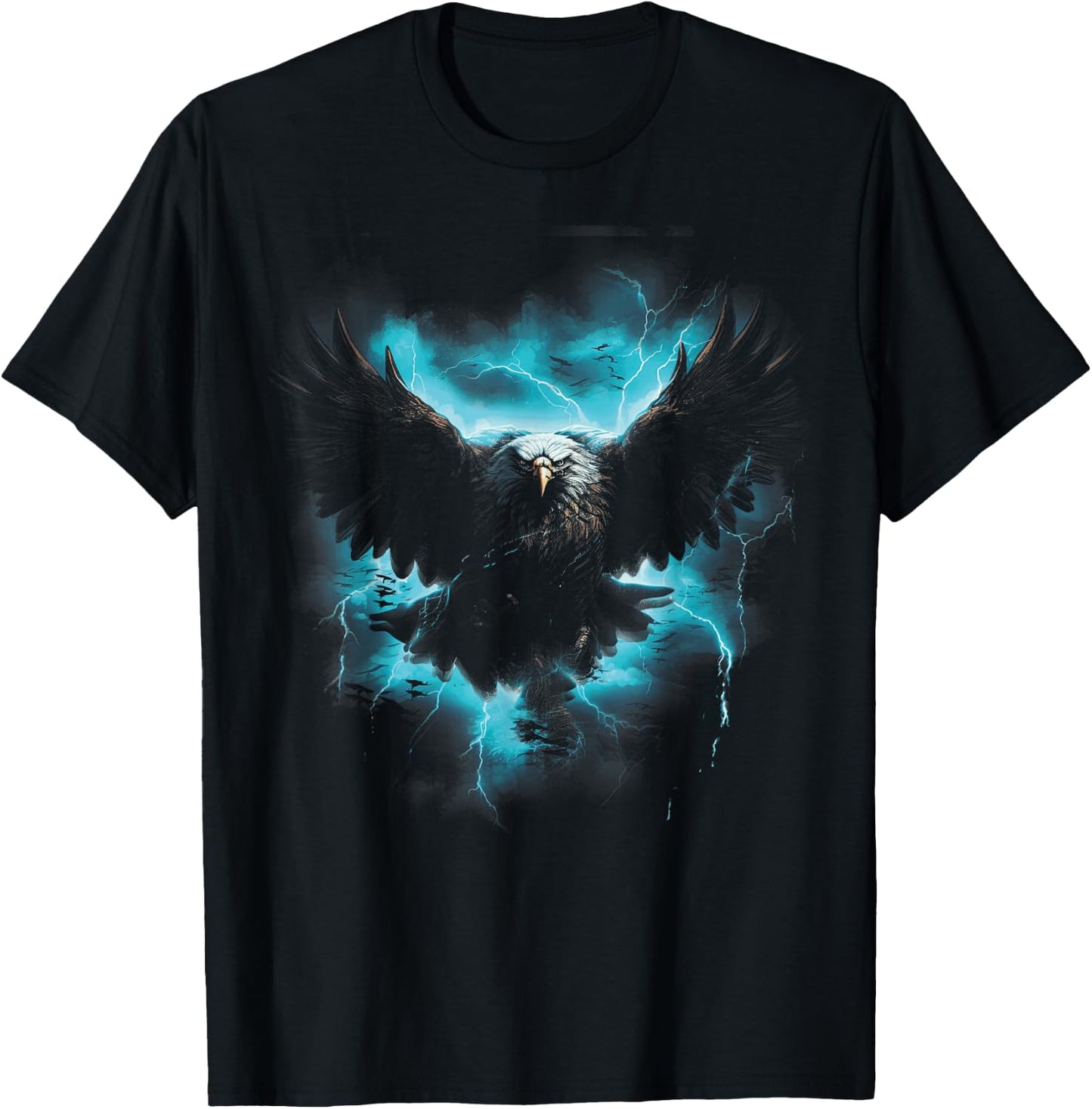 Bald eagle Bird Nature Usa Lightning T-Shirt - T-Shirt | Black