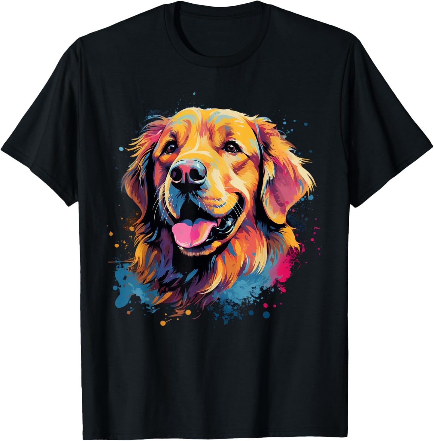 Colorful Golden Retriever Dog T-Shirt - T-Shirt | Black