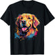Colorful Golden Retriever Dog T-Shirt - T-Shirt | Black